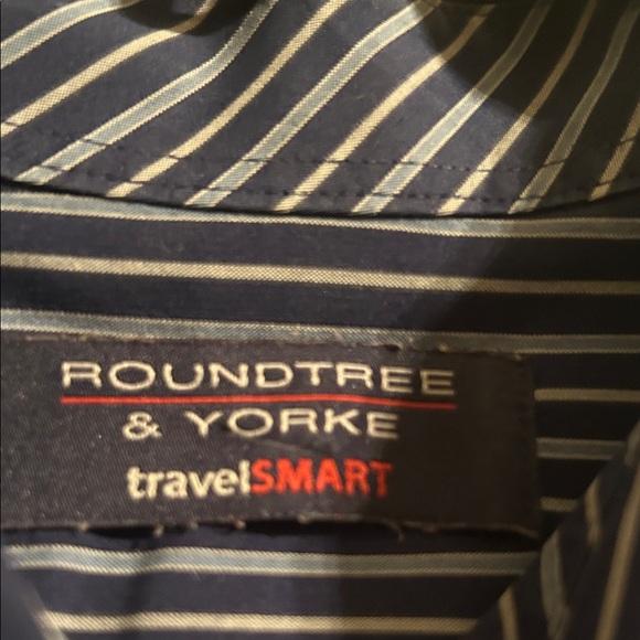 Roundtree & Yorke Navy Striped Dress Shirt - Picture 2 of 3
